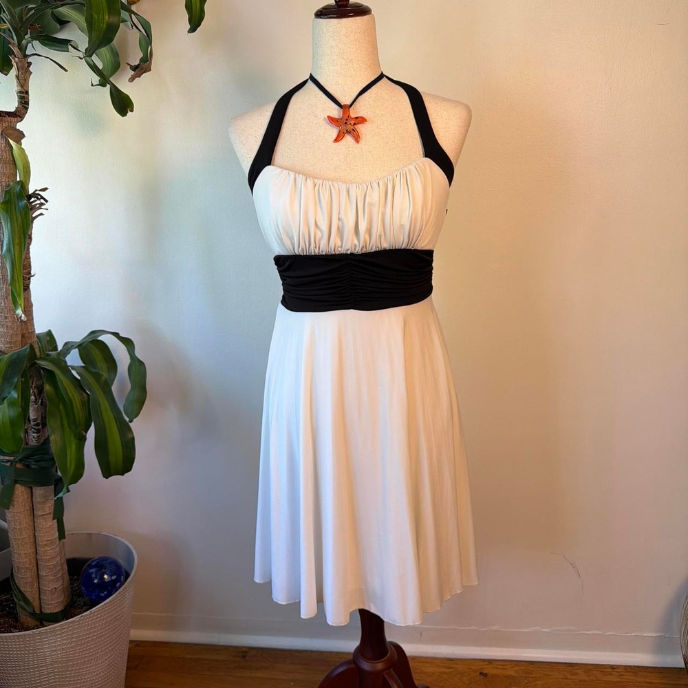 Speechless White Black Halter Dress Retro Pinup Y2K Marilyn Monroe Large